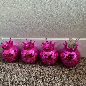 Pink Crown Disco Ball Cups